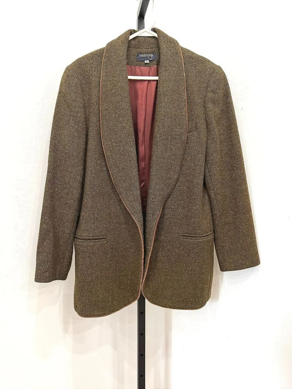 80s Wool Tweed Jacket Blazer Country Shop men's Green Wool Jacket Medium